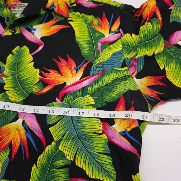 VTG Hilo Hattie Floral Bird Of Paradise Hawaiian Shirt Men Small - Picture 8 of 9